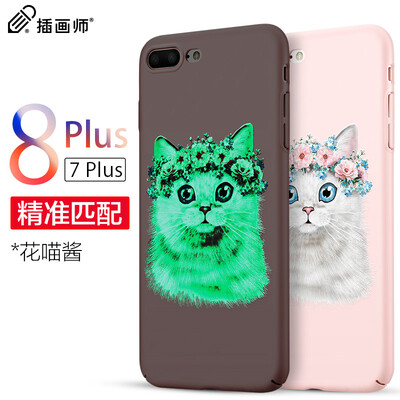 

Illustrator Apple 7 & 8 Plus Phone Case iPhone7 plus & 8 Plus Mobile Shell 55 inch Mobile Phone Case Luminous Cartoon Relief Hard Case Flower Meow Sauce