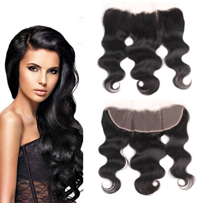 

Fine Plus 13×4 Lace Frontal Closure Ear To Ear Free Part Unprocessed Brazilian Virgin Human Hair Silky Body Wave Bleached Knots