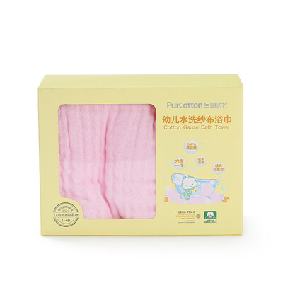 

Cotton era PurCotton edging washable gauze bath towel 6 layers 115115cm pink 1 box