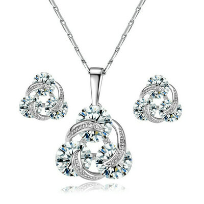 

Yoursfs® 18K White Gold Plated Classical Simulated Diamond Necklace and Earring Set Use Austrian Crystal Bridal Jewelry Set