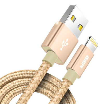 

ESR Apple data cable charger line usb iphone6 ​​ 6s 78 Plus X 10 SE 5s iPad Air mini woven 15m-champagne gold