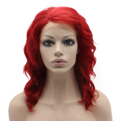 

Shoulder Length Stylish Lace Front Synthetic Hair Red Party Wig