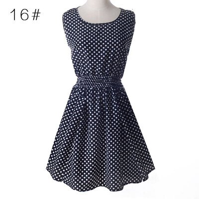 

women Dress Floral sleeveless chiffon tank dress L03
