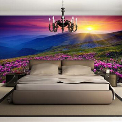 

Custom Mural Wallpaper 3D Non-woven Nature Alpine Flowers Beautiful Sunrise Wall Decorations Bedroom Living Room Photo Wallpaper