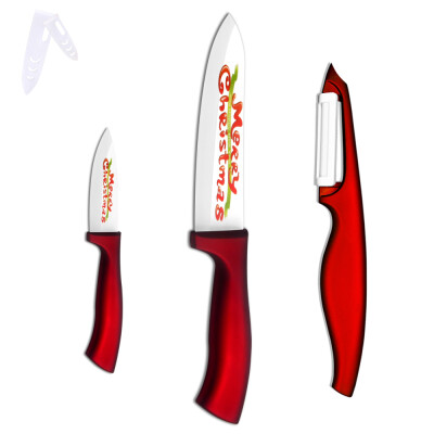 

XYj Ceramic Knife Set 3" 6" + Peeler Kitchen Knife Christmas Decorations For Home Gift Non Slip Red Handle Hot Cooking Tools