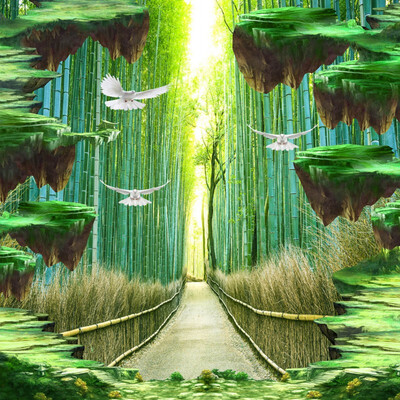 

Free shipping Bamboo walkway floor painting 3d flooring custom living room kitchen self-adhesive photo wallpaper mural 250cmx200cm