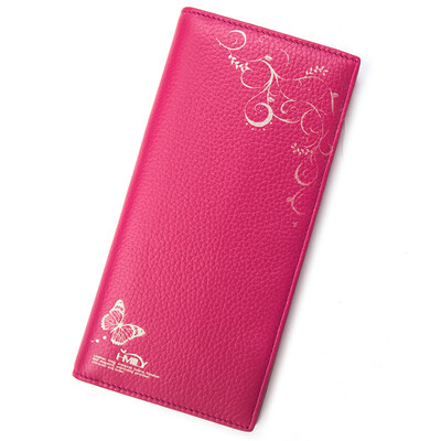 

HMILY Women Purse Genuine Leather Wallet Female Flower Long Card Holder Real Cowhide Ladies Money Bag Coin Pocket Women