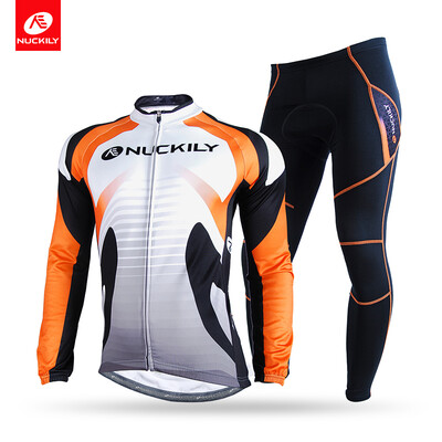 

NUCKILY Winter Road Bike Clothing Thermal Warmer Cycling Jersey And Elastic Cycle Pants For MenNJ528-WNS900-W