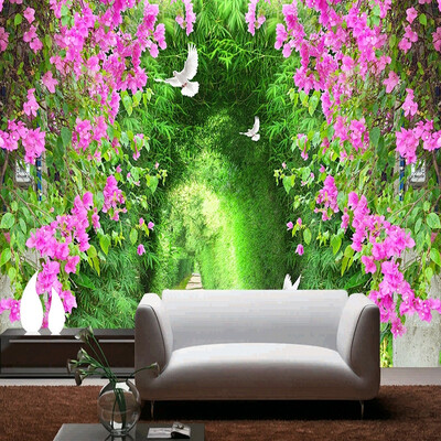 

Custom 3D Mural Wallpaper Romantic Bamboo Forest Flowers Path Living Room Sofa Bakcground Wall Mural Home Decor Wall Paper Price