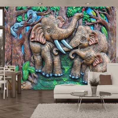 

Custom Photo Mural Wallpaper Art Abstract Wall Painting 3D Stereoscopic Forest Elephant Background Wall Decor Murals Wallpaper