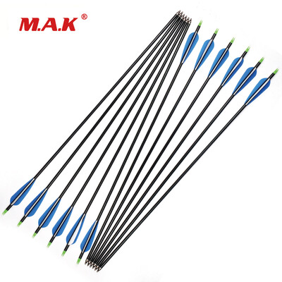 

12pcs 30 inches Spine 350 Aluminum Arrow with Removeable Tips&Plastic Feather for Compound Recurve Bow Huntting
