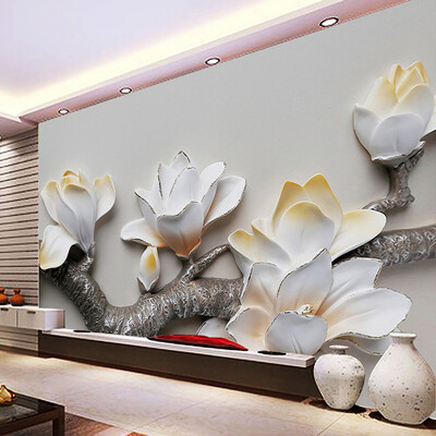 

3D Flower Relief Нетканые обои Стена Картина Домашний декор Обои Жилая комната ТВ Обои для рабочего стола Пользовательские настенные росписи