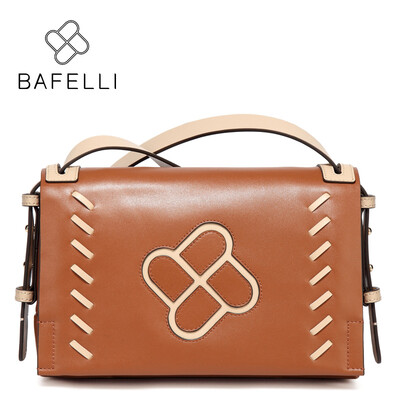 

BAFELLI genuine leather shoulder bag autumn and winter new arrival crossbody bag vintage weave postman bag red black womens bag