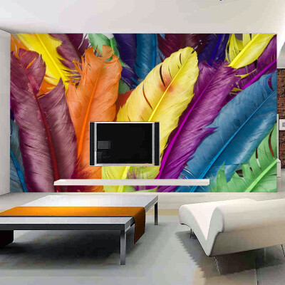 

Customized Mural Wallpaper Modern Colourful Feathers 3D Print Wall Posters Art Mural Painting Decals Home Decor Photo Wallpaper