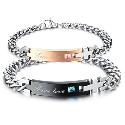 

Yoursfs 2PC Stainless Steel Couples Bracelets for Men Women His & Her Bracelet Chain Fashion Jewelry