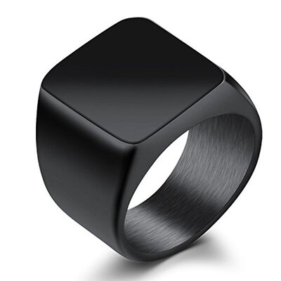 

Yoursfs® Stainless Steel Biker Rings for Men Vintage Style Bands Polished Black Ring