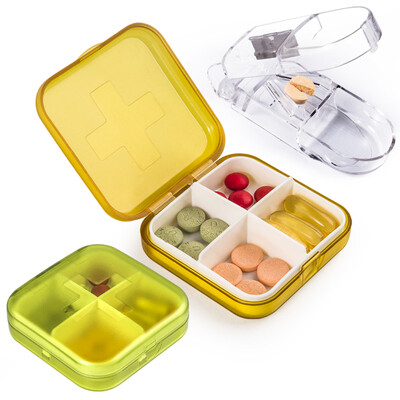 

Vilscijon Wei simple mini pill box portable drug storage box four box set with 2 pill box 1 cut medicine 8306