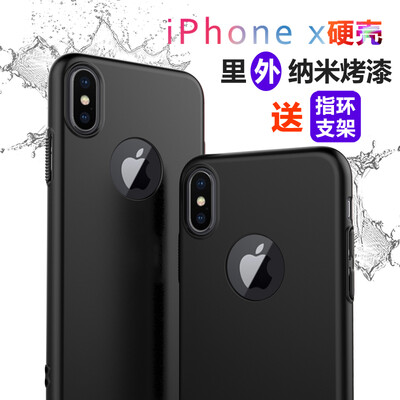 

ESCASE Apple, iPhoneX / 10 телефона оболочка отправить кольцо пряжки все включено стоять 5,8 дюйма краску кожи чувствовать твердую оболочку защитной гильзы (с стропом отверстием) черная кожей чувствовать