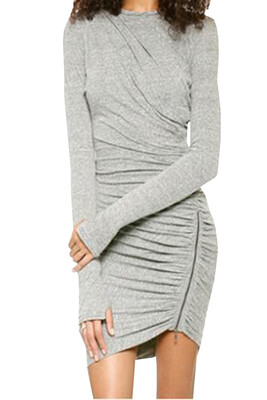 

Lovaru ™women's casual dresses winter 2015 new fashion spain Hot solid long Sleeve Slim Zipper Bodycon brief Dress plus si