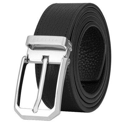 

VIAULA (VISTULA) Men's Belt Business Casual Leather Belt Sea Lion Striped Buckle 140007-210 Black