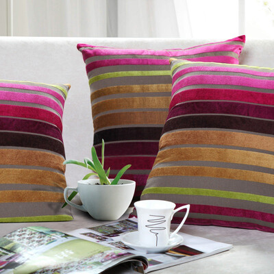 

BoYing Home Textiles (BEYOND) bedding pillow color life striped flocking core / rose red 45 * 45cm