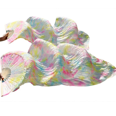 

2017 Stage Performance 100% Silk Belly Dance Fans Gradient Colour Dance Accessories Belly Dancing Silk Fans Mixed Colors