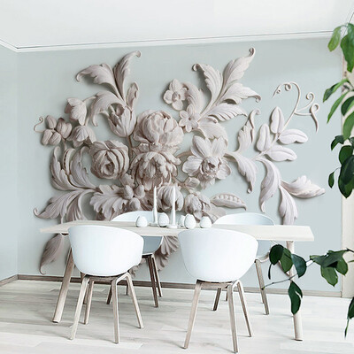 

High Quality Modern 3D Wallpaper European Style Stereo Relief Leaf Photo Mural Wallpaper Dining Room Hotel Bedroom Design Fresco