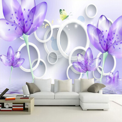 

Transparent Flower Fashion 3D Wallpaper Living Room TV Sofa Backdrop Wall Mural Modern Simple Papel De Parede Floral Home Decor
