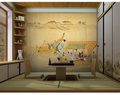 

Photo wallpaper 3D cartoon hand-painted Hot pot shop Japanese food sushi ladies large mural wallpaper