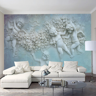 

Custom Photo Wallpaper European Style Classical Oil Painting Little Angel 3D Stereoscopic Living Room Wall Mural Decor Wallpaper