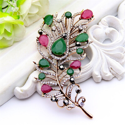 

Изысканный турецкий цветок женщин брошь Pin Vintage перо дизайн смолы ювелирные шпильки антикварные золотые цветные броши броши бр