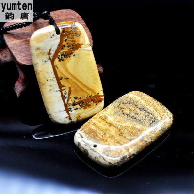 

Yumten Natural Drawing Stone Pendant Kolye Bayan Men Jewelry Turquoise Gemstone Statement Necklace Chakra Classic New 2017 Gift