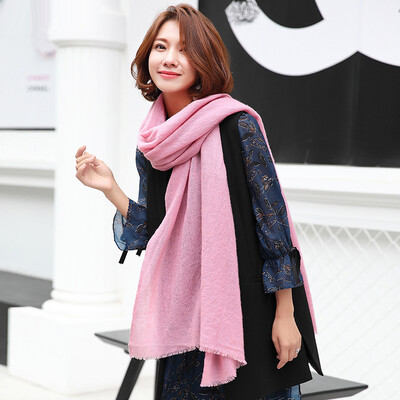 

Lan Shiyu W0711 autumn&winter warm solid color casual increase ladies wool scarf rose pink