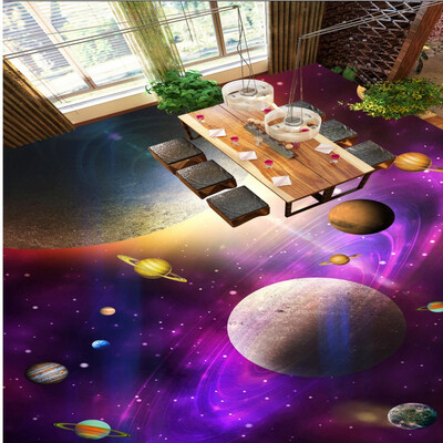 

Free shipping custom moisture proof self-adhesive Fantastic Star Bathroom Bedroom 3D Floor thickened wallpaper floor 250cmx200cm