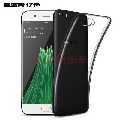 

ESR) OPPO R9S Plus Phone Case / Case All-inclusive Transparent Silicone Anti-Wrong Soft Case Primary Color Series Gel Black For -Oppo R9S Plus