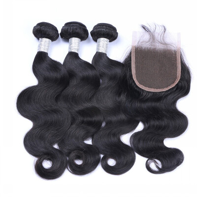 

9A Grade Brazilian Virgin Hair With Closure Body Wave 3 Bundles With Closure Human Hair Weave With Closures