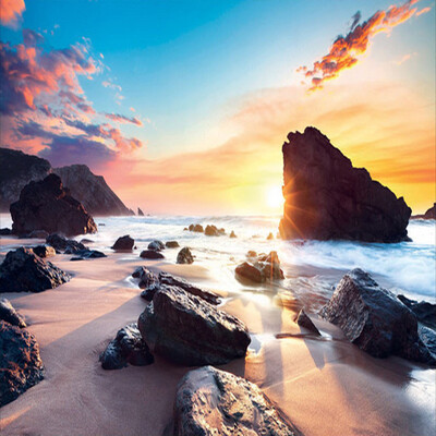 

Пользовательские обои Mural Sunset Sea View Солнечный берег Камень 3D Фото Фон Стены Обои Домашний декор Гостиная Стена Картина