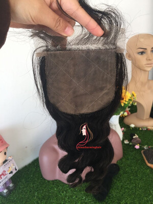 

8A loose Wave Brazilian Human Hair Silk Base Closure With Baby Hair Hidden Knots 100% Human Hair Free Shipping