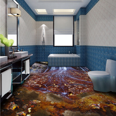 

Free Shipping 3D Stereo Stream Waterfalls Stone floor paintings bedroom bathroom living room flooring wallpaper mural 250cmx200cm