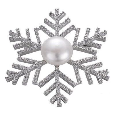 

Yoursfs® Snowflake Brooch Cultured Pearl Pins Bridal Elegant Flower Brooch For Women