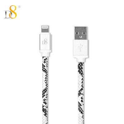 

D8 MFI Утвержденный кабель для передачи данных Apple Leather Knit Fast Charge Source iPhone8X / 7plus / 6s / 6 / 5s Кабель передачи данных 1 метр Serpentine