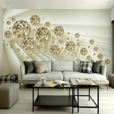 

Custom Photo Mural Wallpaper 3D Stereo Abstract Space Golden Ball Modern Fashion Interior Background Wall Decorative Painting