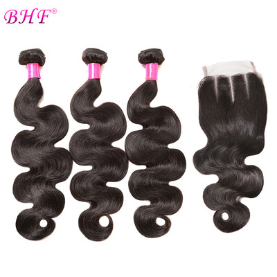 

Волосы Малайзийская Virgin Hair Body Wave 3 Связки и закрытие 400 г Необработанное наращивание волос для волос с кружевным закрытием