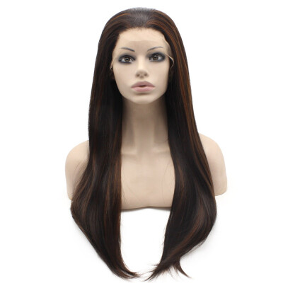 

Iwona Synthetic Hair Lace Front Long Straight Brown Hightlight Wig