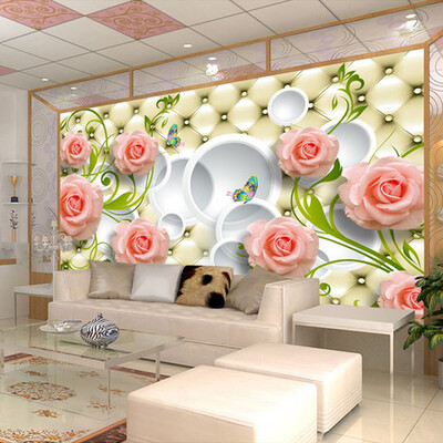 

Пользовательский любой размер Фото обои 3D Wall Decor для гостиной Современная простая и стильная 3D роза Живопись Настенная роспись стен