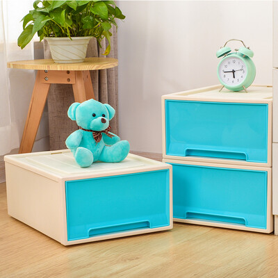 

Baicaoyuan plastic storage box storage box drawer storage cabinet storage cabinet wardrobe storage box 44L3 peacock blue