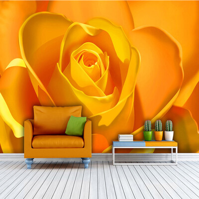 

Custom 3D Photo Wallpaper Romantic Golden Rose Flower TV Background Living Room Bedroom Home Decoration Wall Art Mural Wallpaper