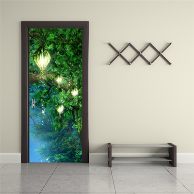 

Custom Mural Wallpaper 3D Fairy Forest Door Sticker Self-Adhesive Vinyl Wallpaper Living Room Bedroom Door Home Decor 77cmx200cm