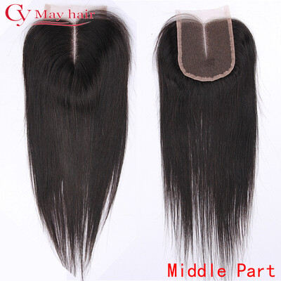 

Brazilian Virgin Hair Straight Closure Natural Colour Hair Pieces Lace Closure 4"x4" Middle Part Lace Top Closure Bleached Knots