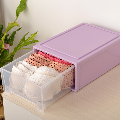 

Baicaoyuan plastic underwear storage box drawer storage cabinet locker wardrobe storage box space purple